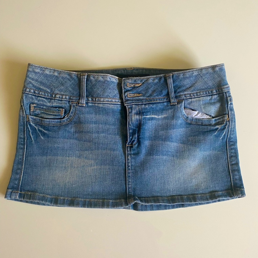 LVLX denim jean women blue mini skirt.